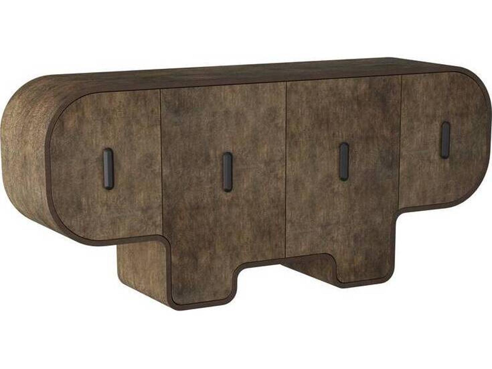 Arteriors Bruno Tortoise Burl Oak Veneer Credenza with Iron Handles