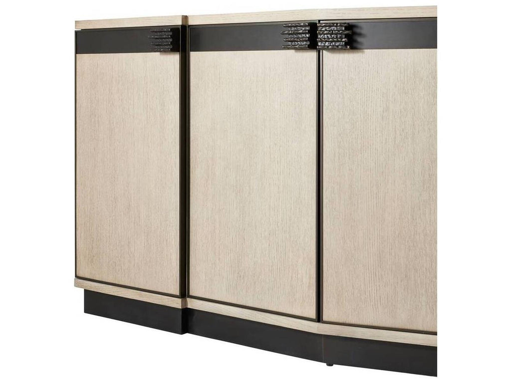 Cyrus Sculpted Hardware Credenza in Smoke Oak and Bronze