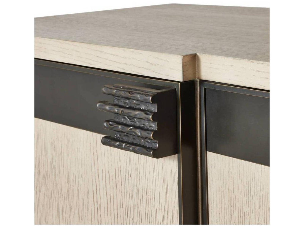 Cyrus Sculpted Hardware Credenza in Smoke Oak and Bronze