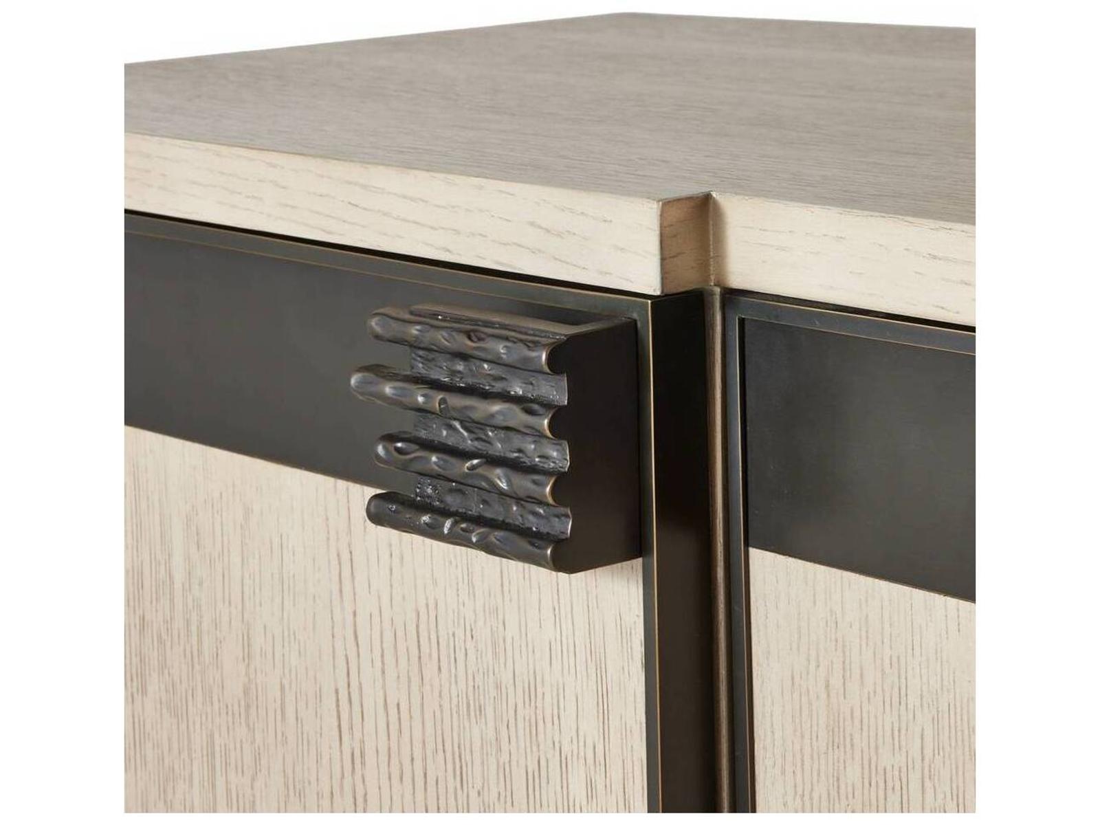 Cyrus Sculpted Hardware Credenza in Smoke Oak and Bronze