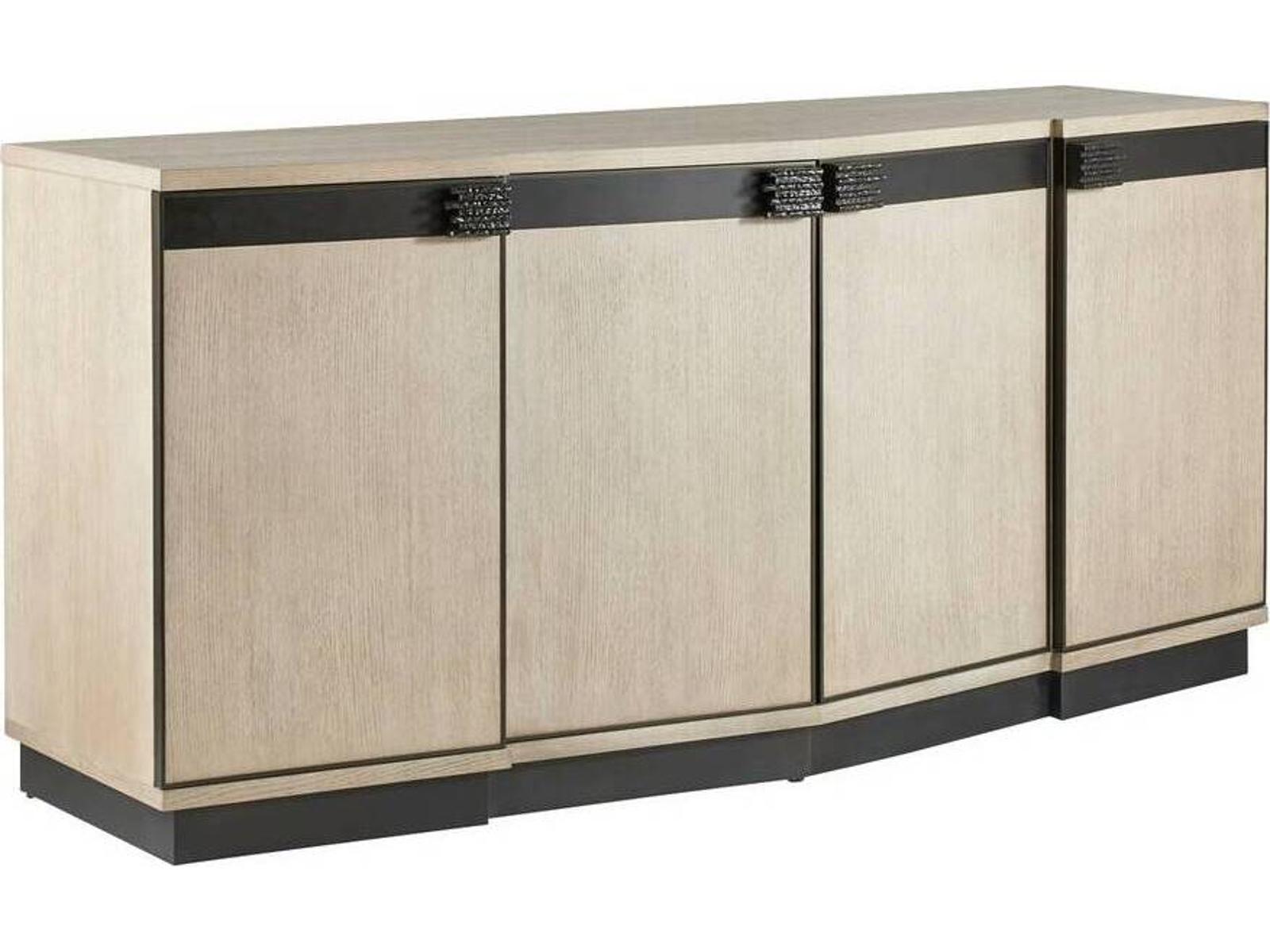 Cyrus Sculpted Hardware Credenza in Smoke Oak and Bronze