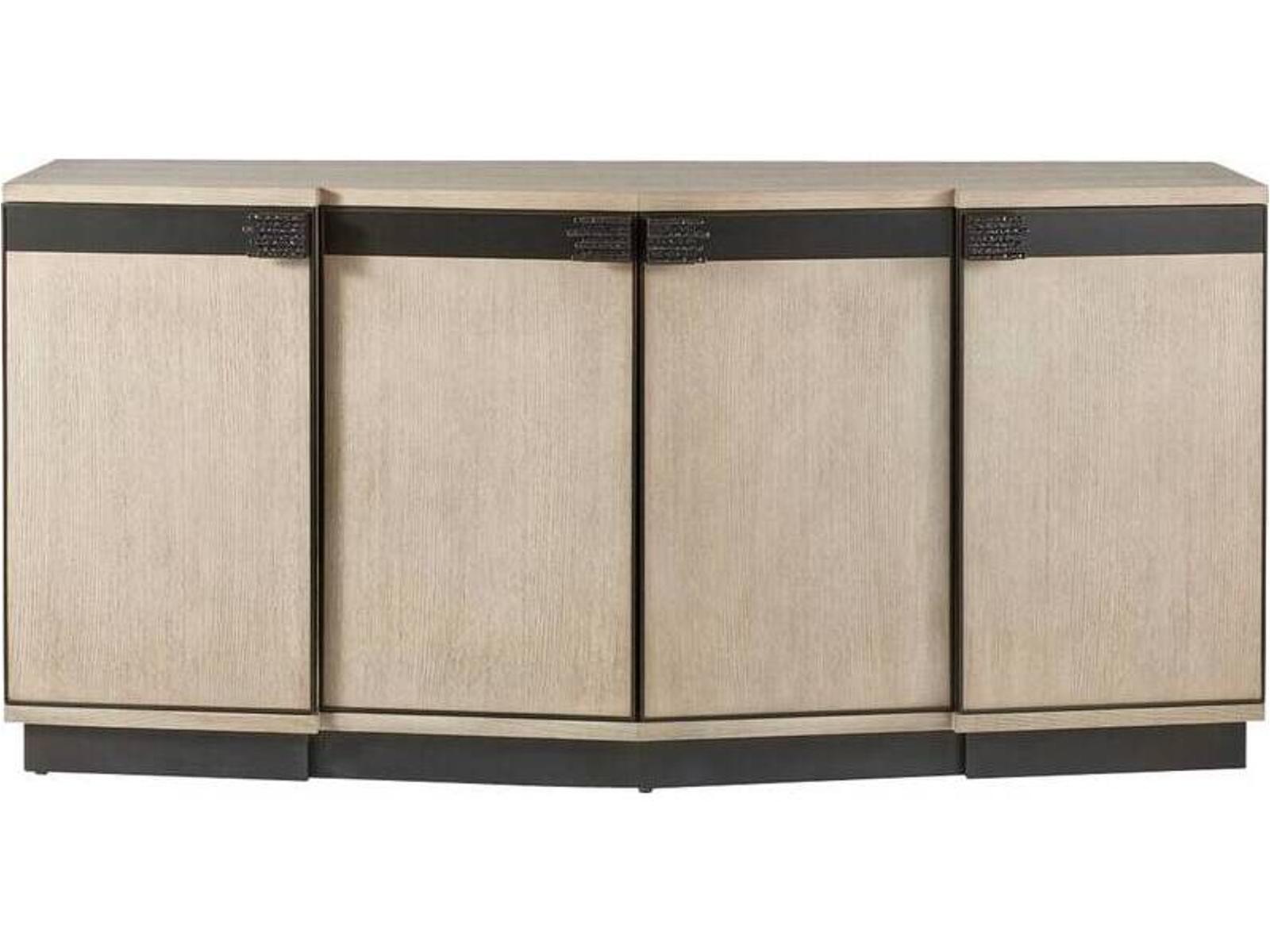 Cyrus Sculpted Hardware Credenza in Smoke Oak and Bronze
