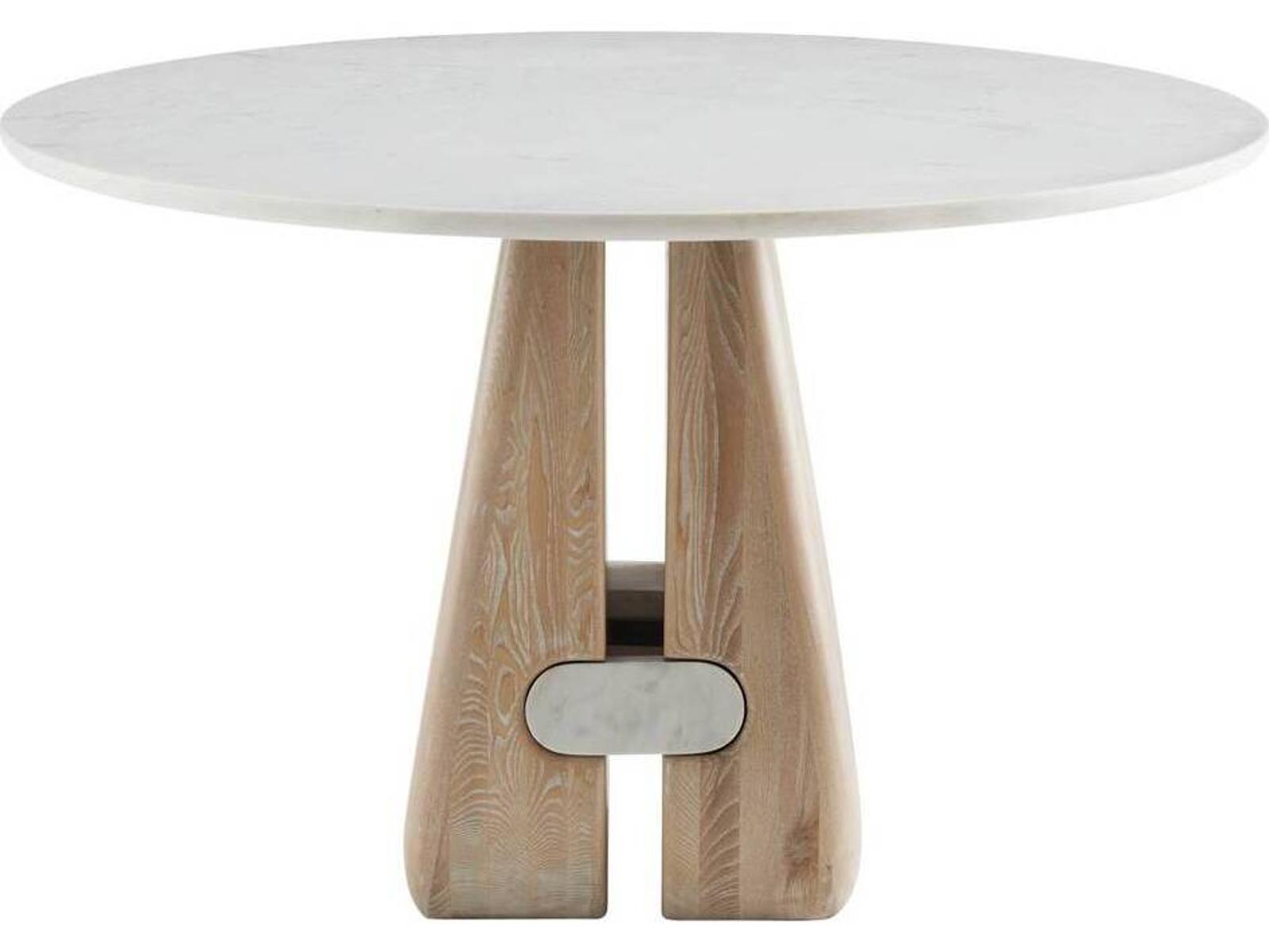 Melt Round Marble White Cerused Natural Dining Table