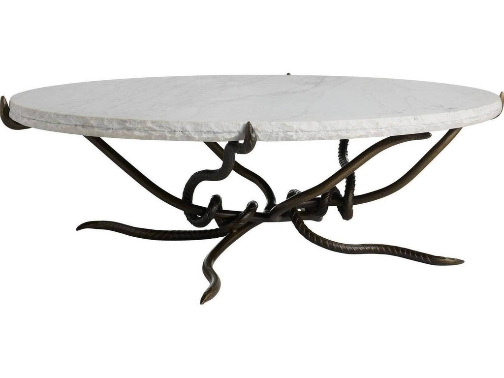 Round Marble White Brown Coffee Table