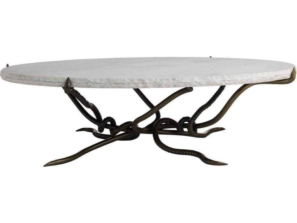 Round Marble White Brown Coffee Table
