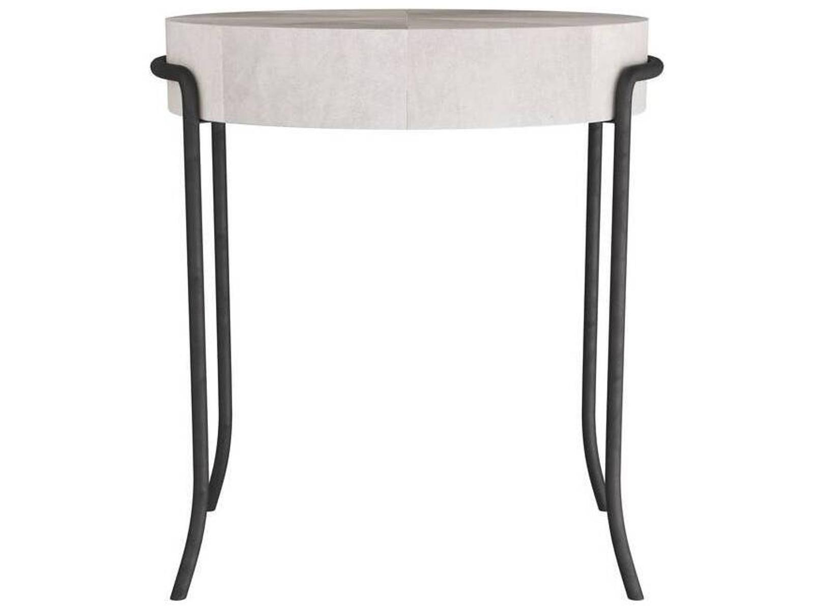 Mosquito Round Acrylic Ivory Blackened End Table