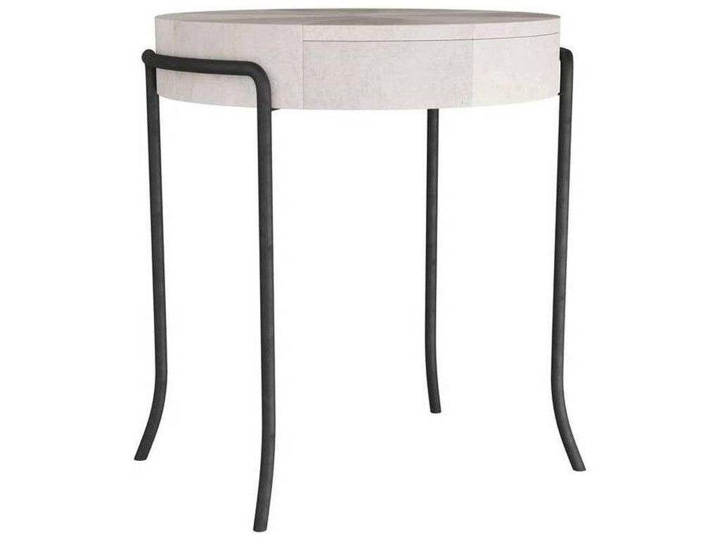 Mosquito Round Acrylic Ivory Blackened End Table