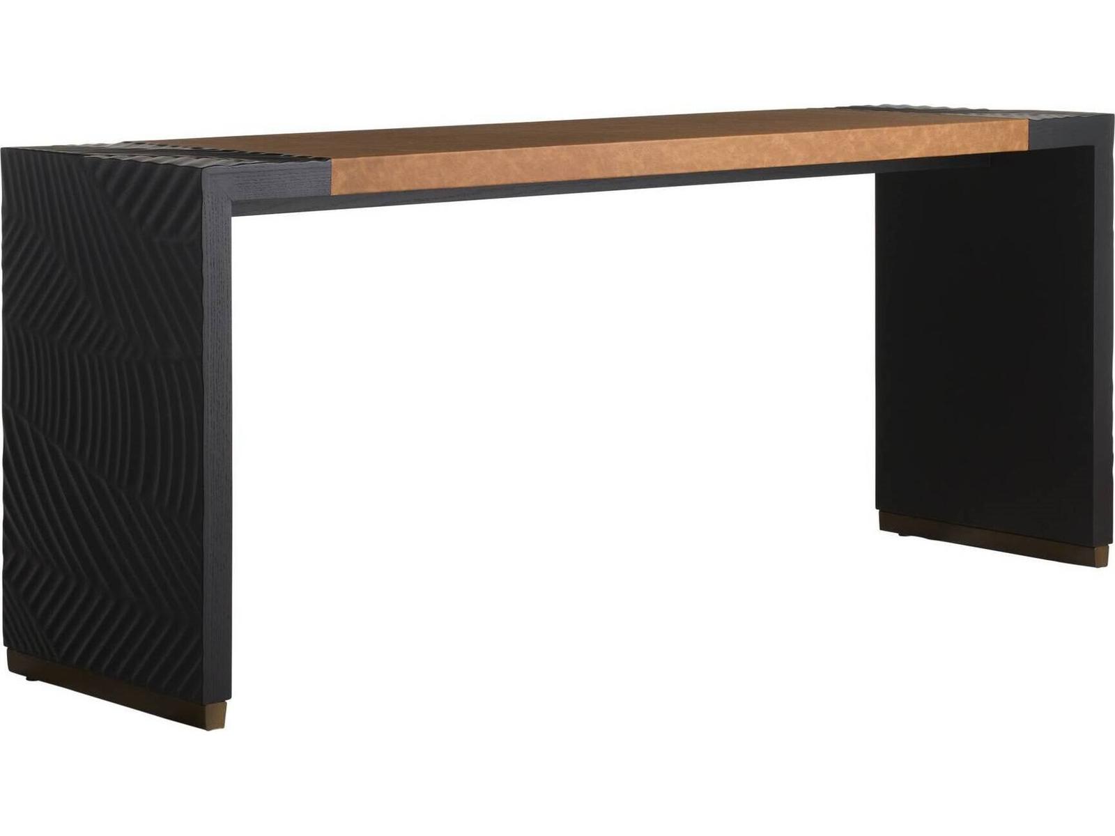 Rectangular Wood Brown Black Console Table