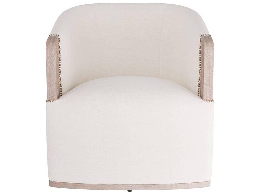 Reveal Bone Linen Cerused Oak Lounge Chair with Nailhead Trim