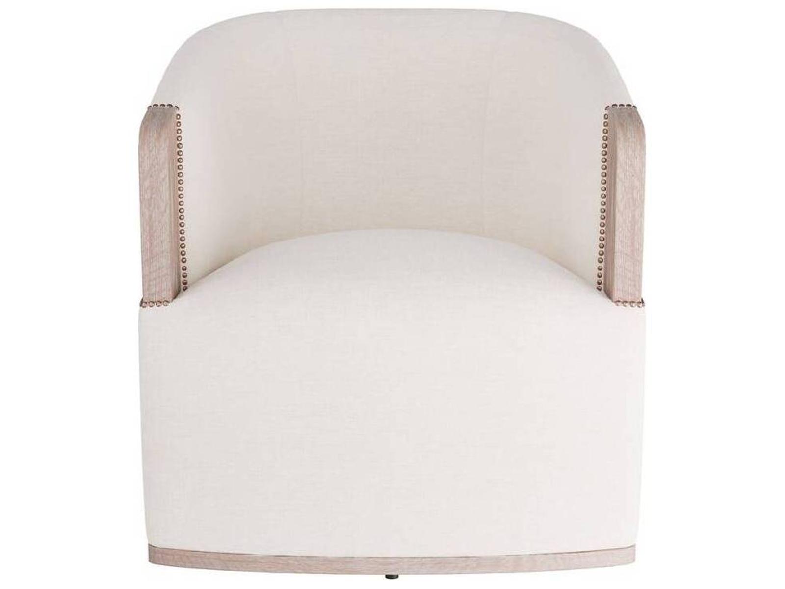 Reveal Bone Linen Cerused Oak Lounge Chair with Nailhead Trim