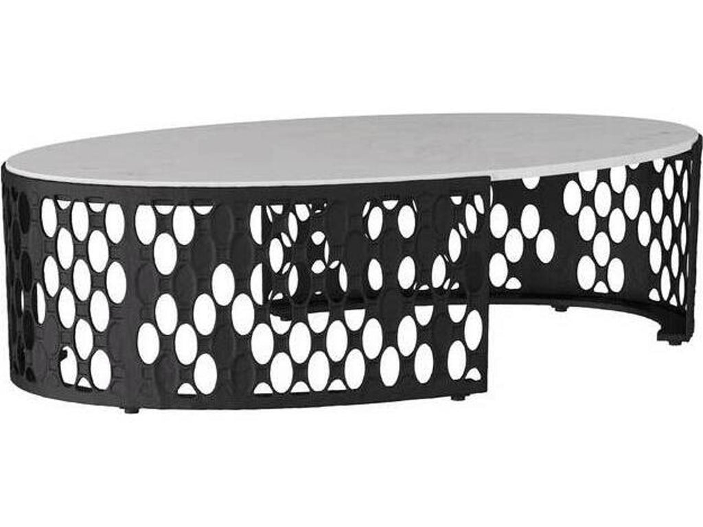 Oval Marble White Blackened Iron Onze Coffee Table