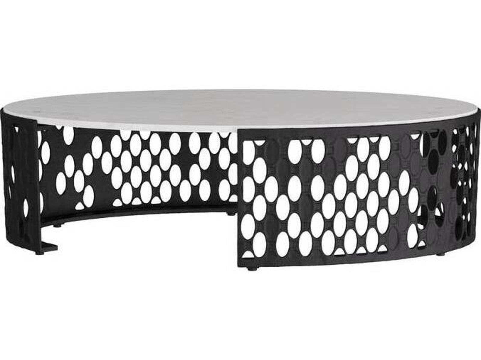 Oval Marble White Blackened Iron Onze Coffee Table