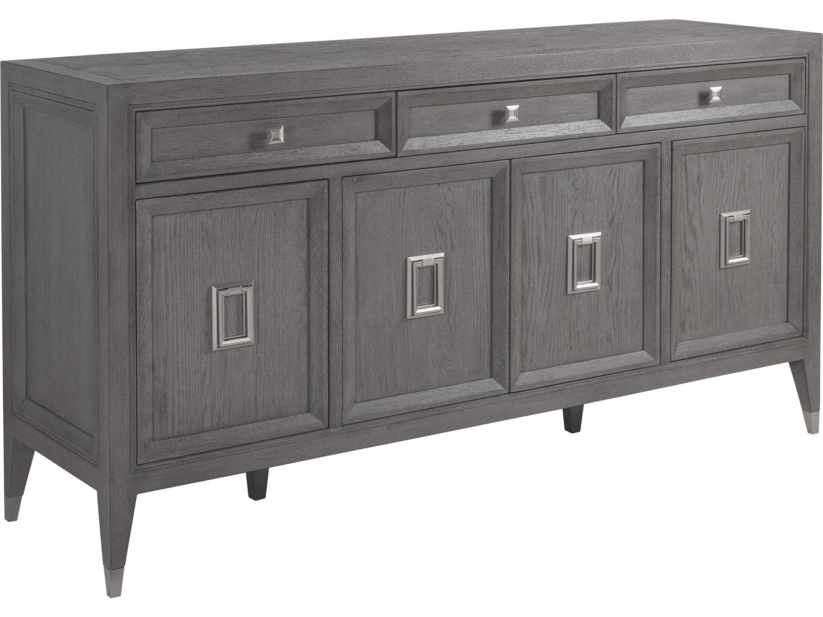 Appellation 66-Inch Gray Wood Buffet with Brushed Nickel Accents