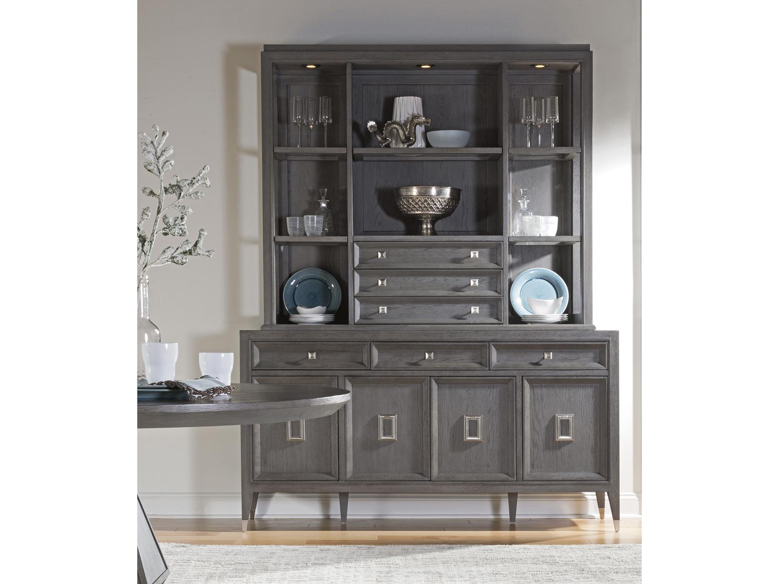 Appellation 66-Inch Gray Wood Buffet with Brushed Nickel Accents