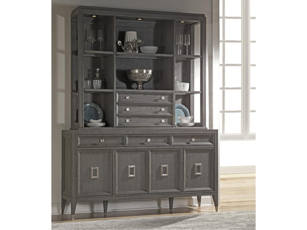 Appellation 66-Inch Gray Wood Buffet with Brushed Nickel Accents