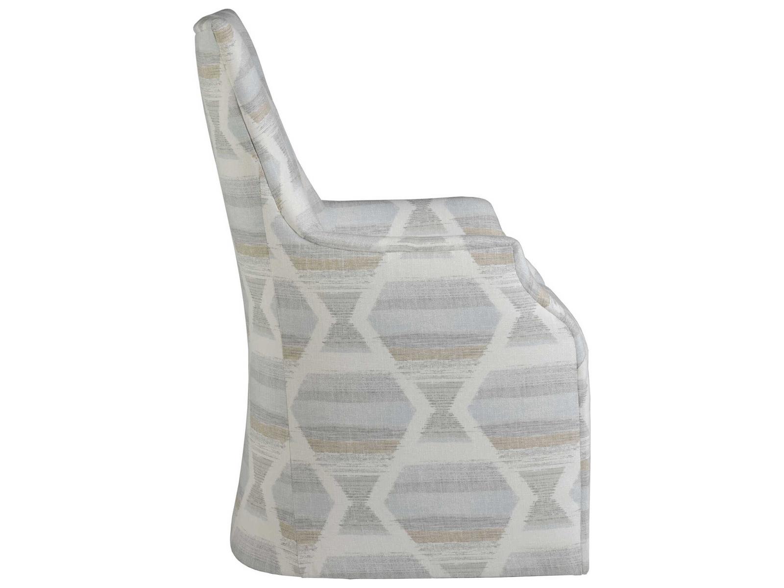 Home Juliet Upholstered Dining Arm Chair with Casters in Wheat Fabric