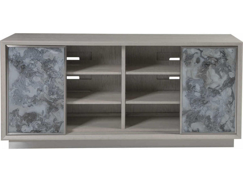 Home Metaphor 68-Inch Sandblasted Oak and Eglomise Media Console