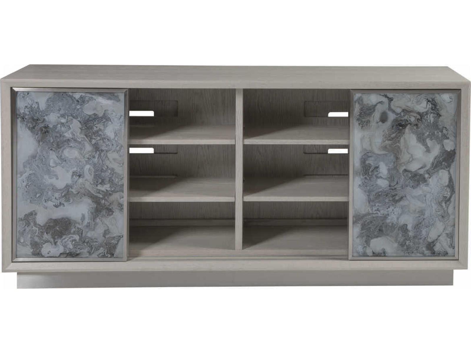Home Metaphor 68-Inch Sandblasted Oak and Eglomise Media Console