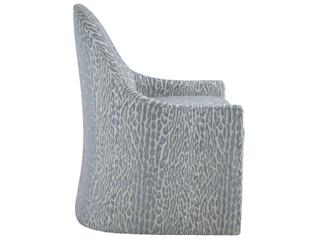 Lily Upholstered Dining Side Chair with Casters in Misty Gray