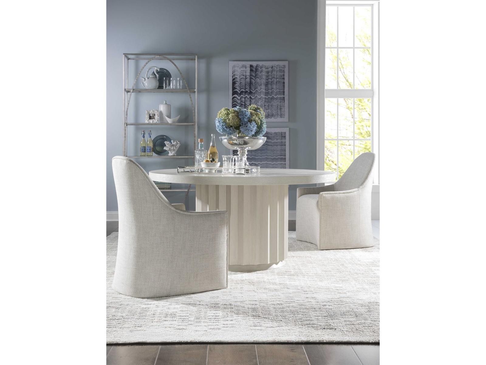 Home Sarto Round 60-Inch Dining Table in Sandblasted Cerused White Grey