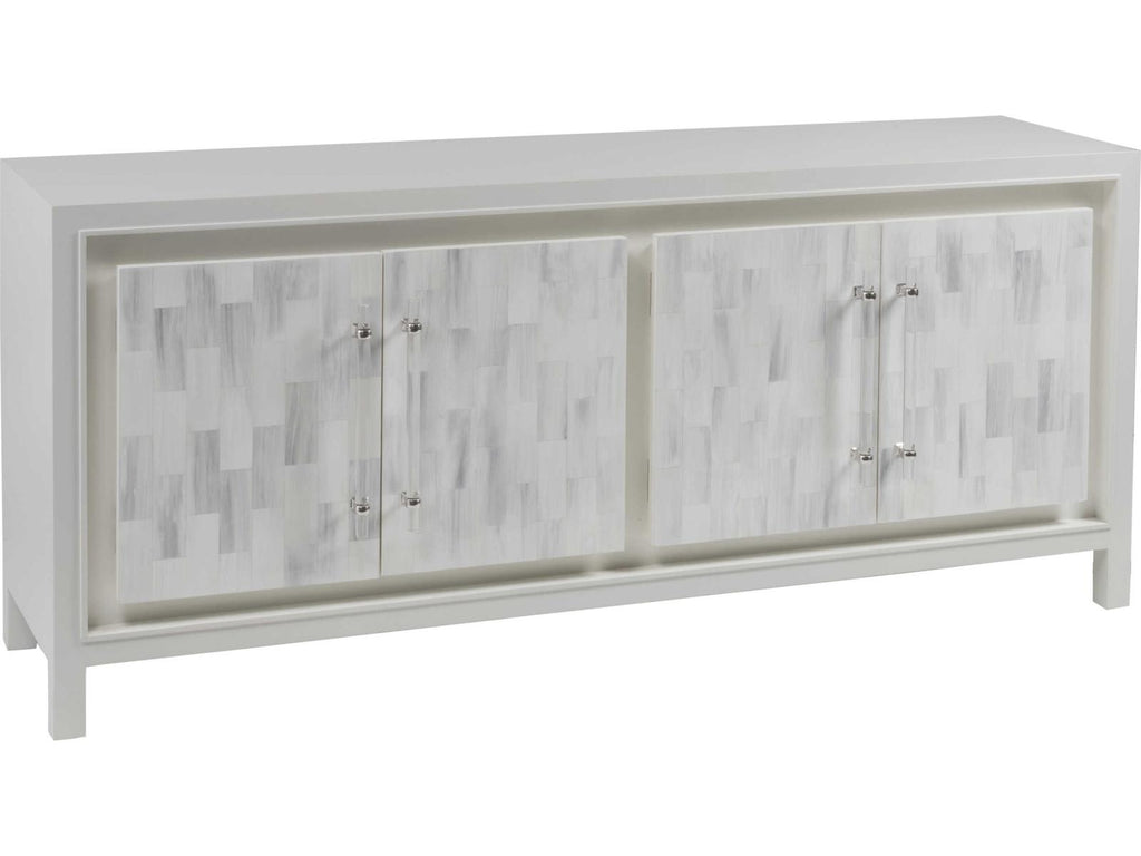 Home Elation White Media Console Table Faux Horn Resin
