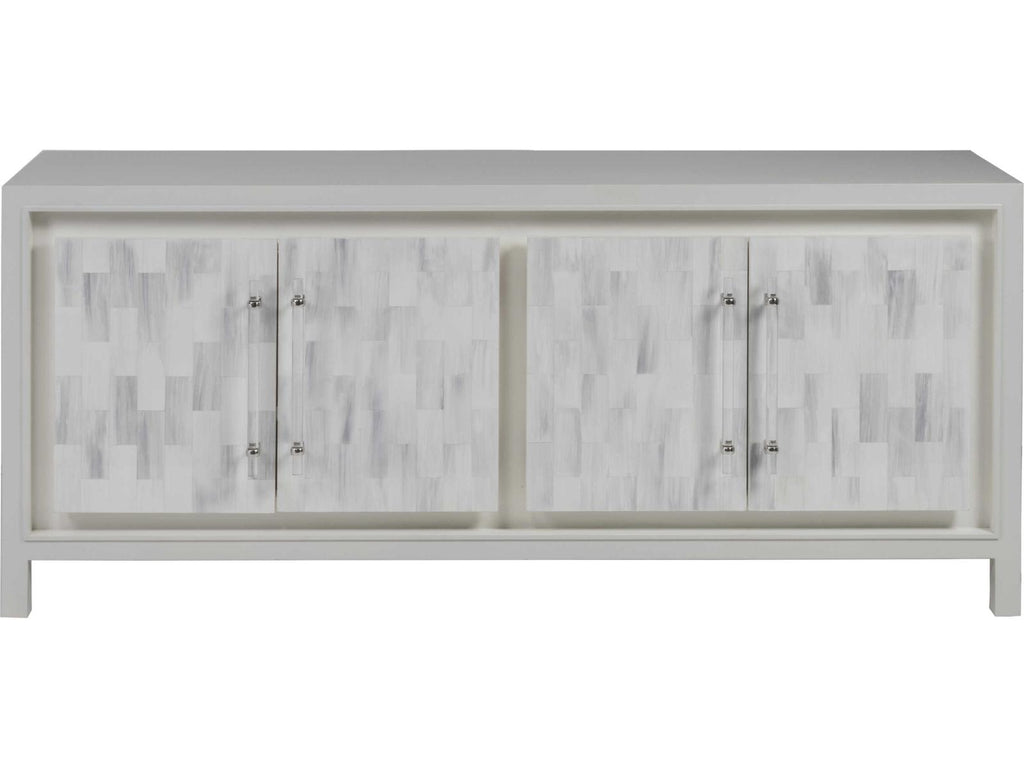Home Elation White Media Console Table Faux Horn Resin