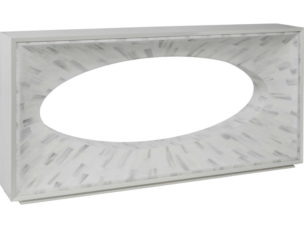 Home Elation Console Table with Faux Horn Resin Tiles in White