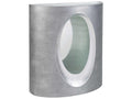 Signature Designs Circa Demilune Glass Textured Gray Silver Leaf Console Table