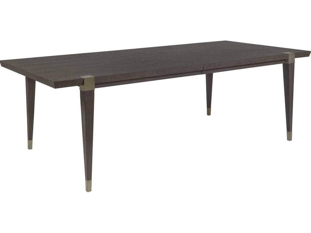 Home Belvedere Extension Rectangle Dining Table in Falcon Brown and Brushed Nickel