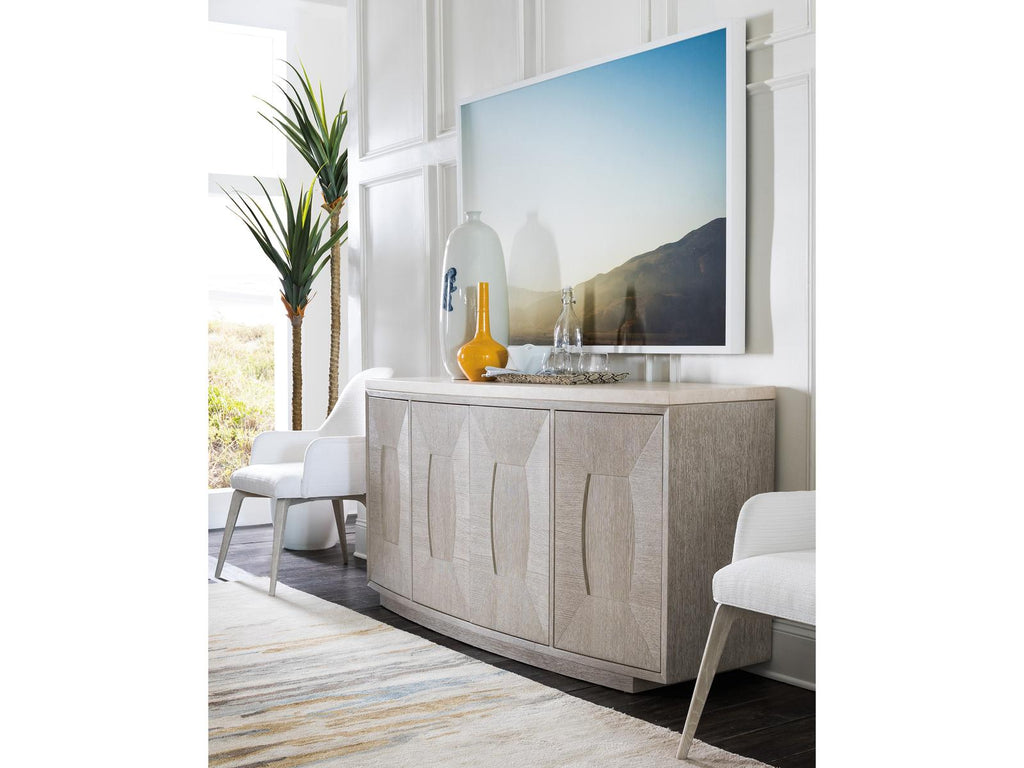 Home Mar Monte 4-Door Buffet in Champagne Taupe White Oak with Marble Top