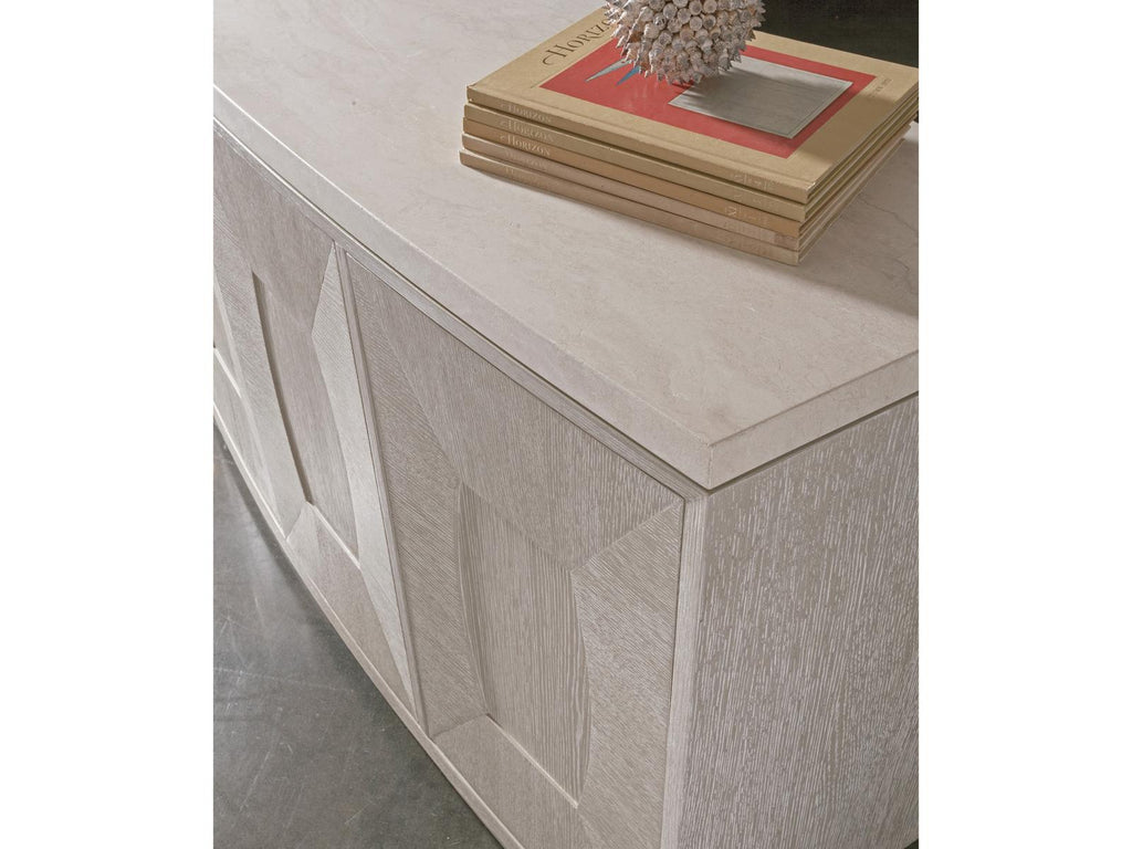 Home Mar Monte 4-Door Buffet in Champagne Taupe White Oak with Marble Top