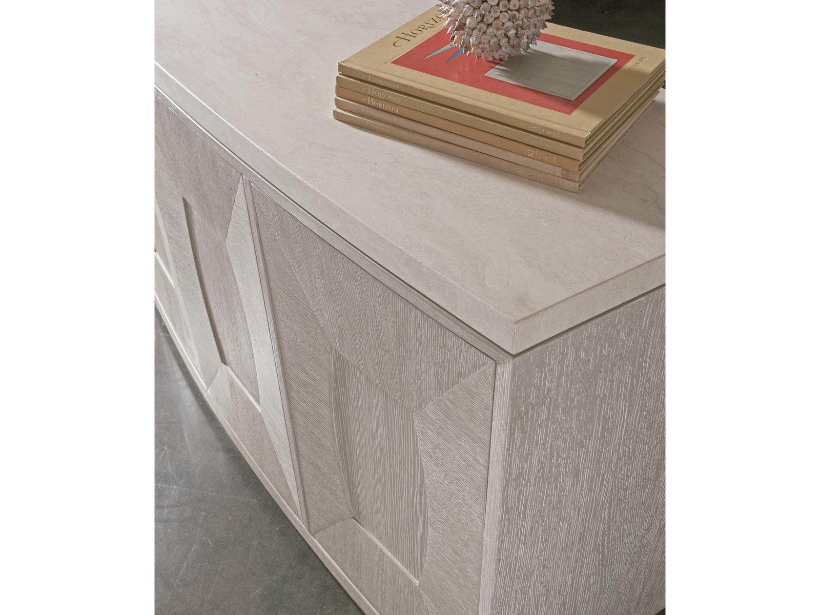 Home Mar Monte 4-Door Buffet in Champagne Taupe White Oak with Marble Top