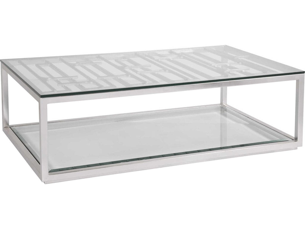 Home Mar Monte Grate Rectangle Coffee Table in Silver Leaf and Glass