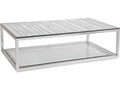 Home Mar Monte Grate Rectangle Coffee Table in Silver Leaf and Glass