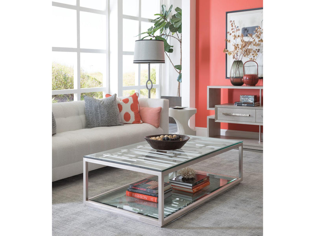Home Mar Monte Open Console Table with Oak Veneers in Champagne Taupe