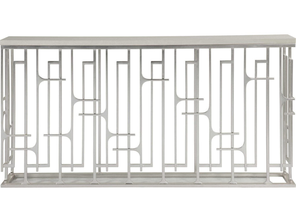 Home Mar Monte Grate Rectangular Marble Console Table with Warm Silver Leaf