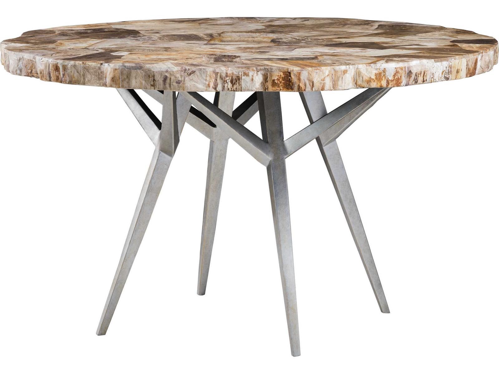 Home Mar Monte Caldera 50-Inch Round Dining Table in Fossilized Shell and Iron