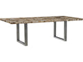 Home Mar Monte Caldera Rectangular Dining Table in Silver with Petrified Wood Top