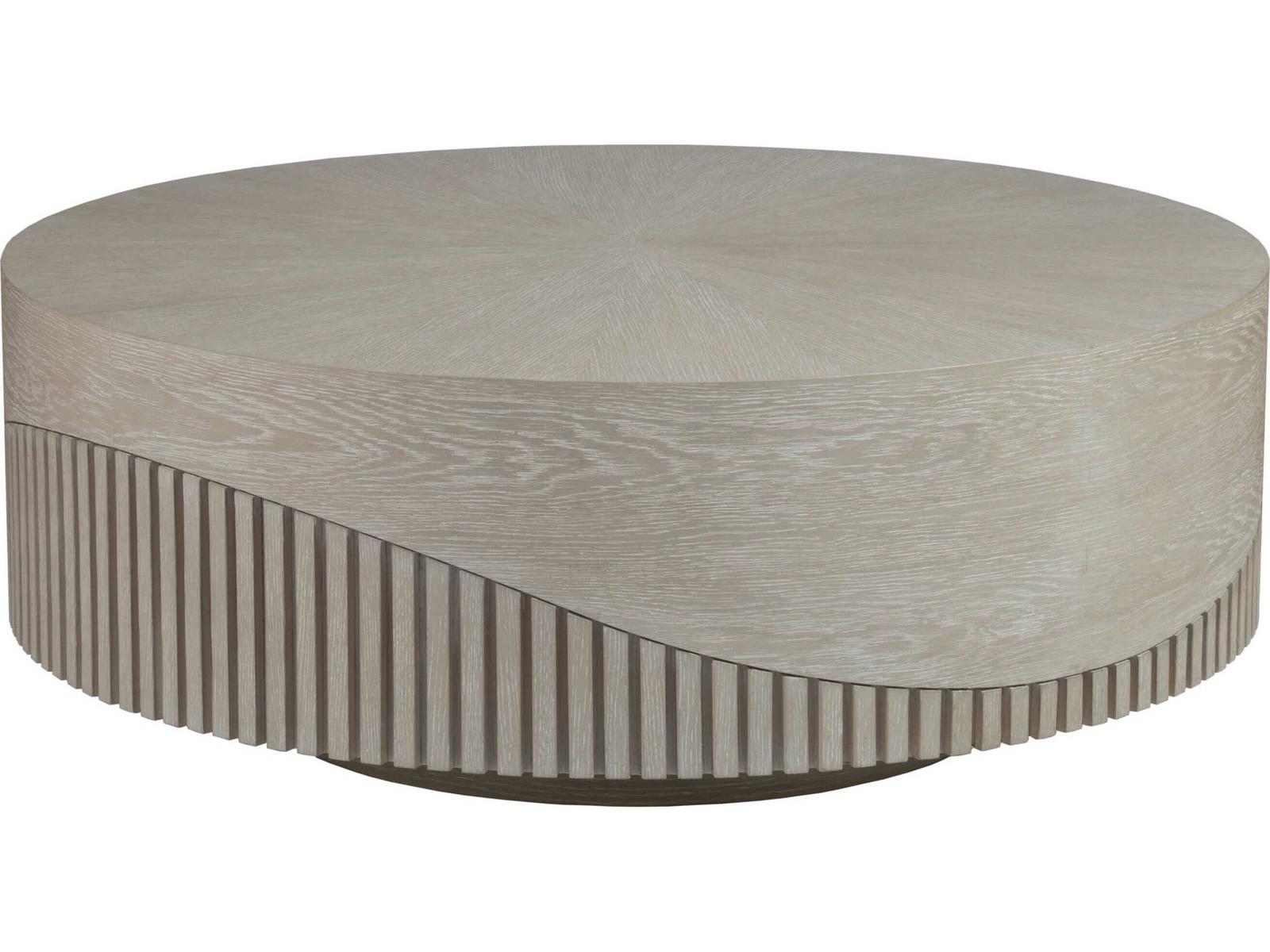 Home Daybreak Round Cocktail Table in Light Taupe with Ivory Ceruse