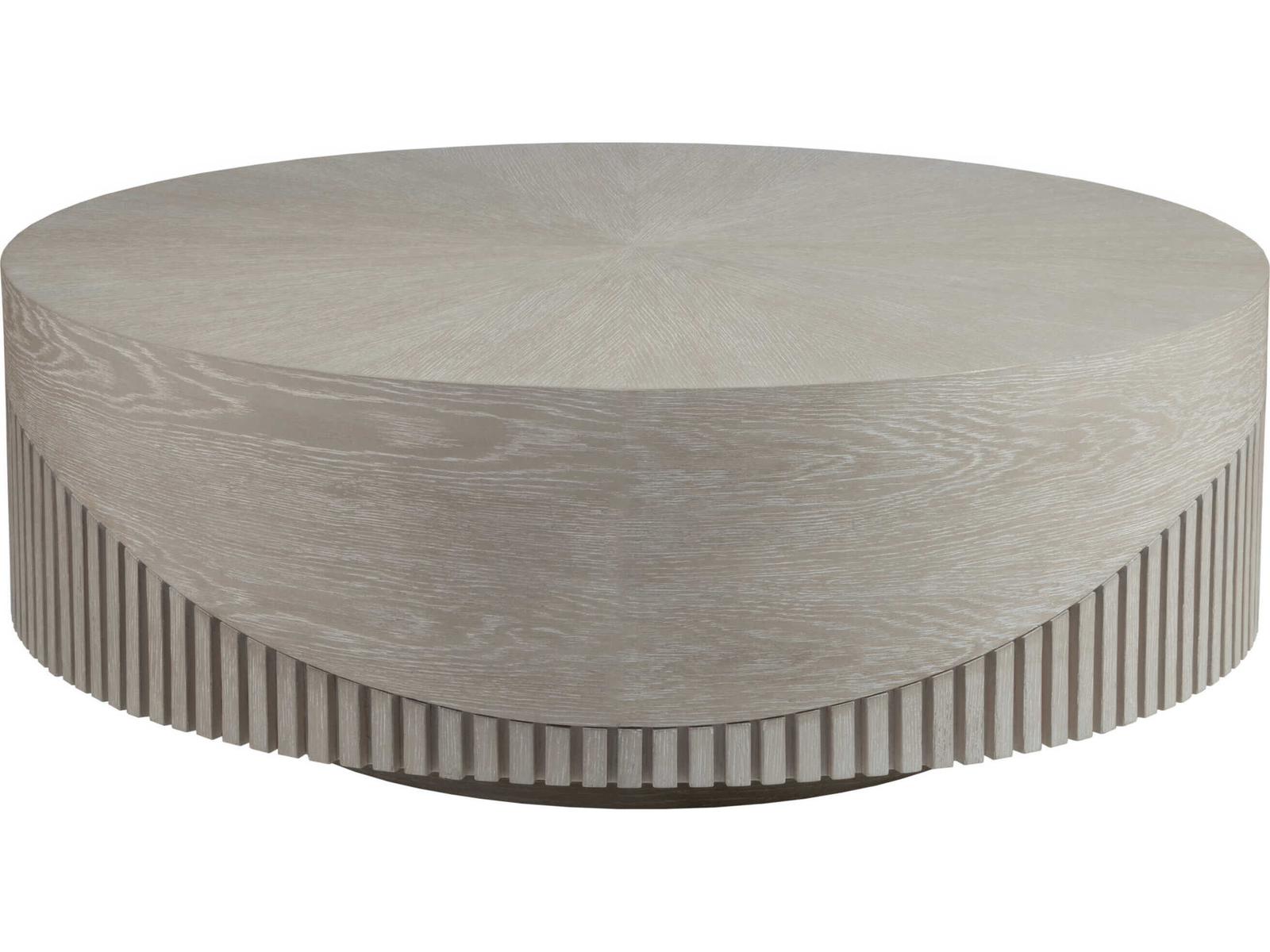 Home Daybreak Round Cocktail Table in Light Taupe with Ivory Ceruse