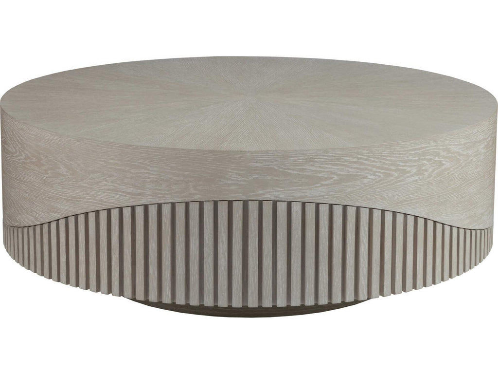 Home Daybreak Round Cocktail Table in Light Taupe with Ivory Ceruse