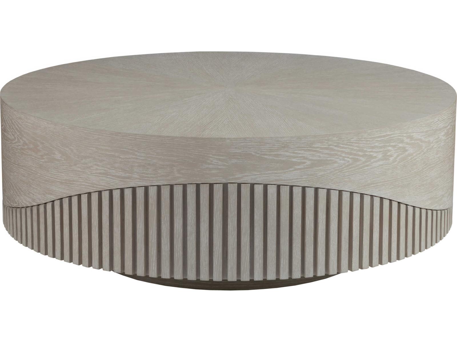Home Daybreak Round Cocktail Table in Light Taupe with Ivory Ceruse