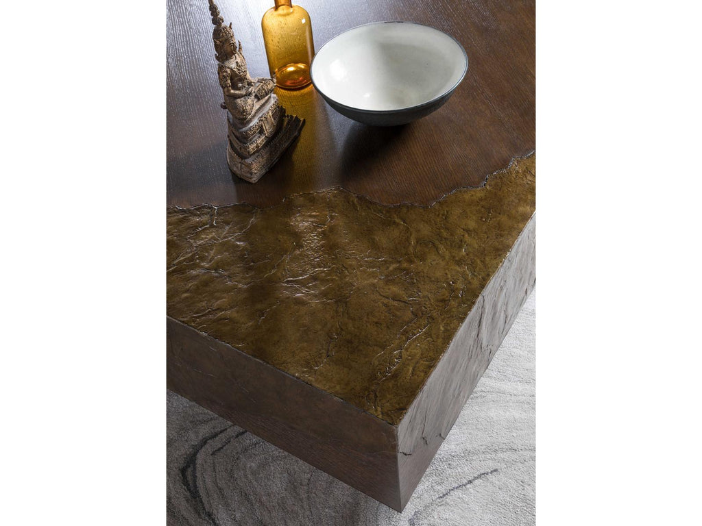Home Contango Square Wood Cocktail Table in Rich Brown