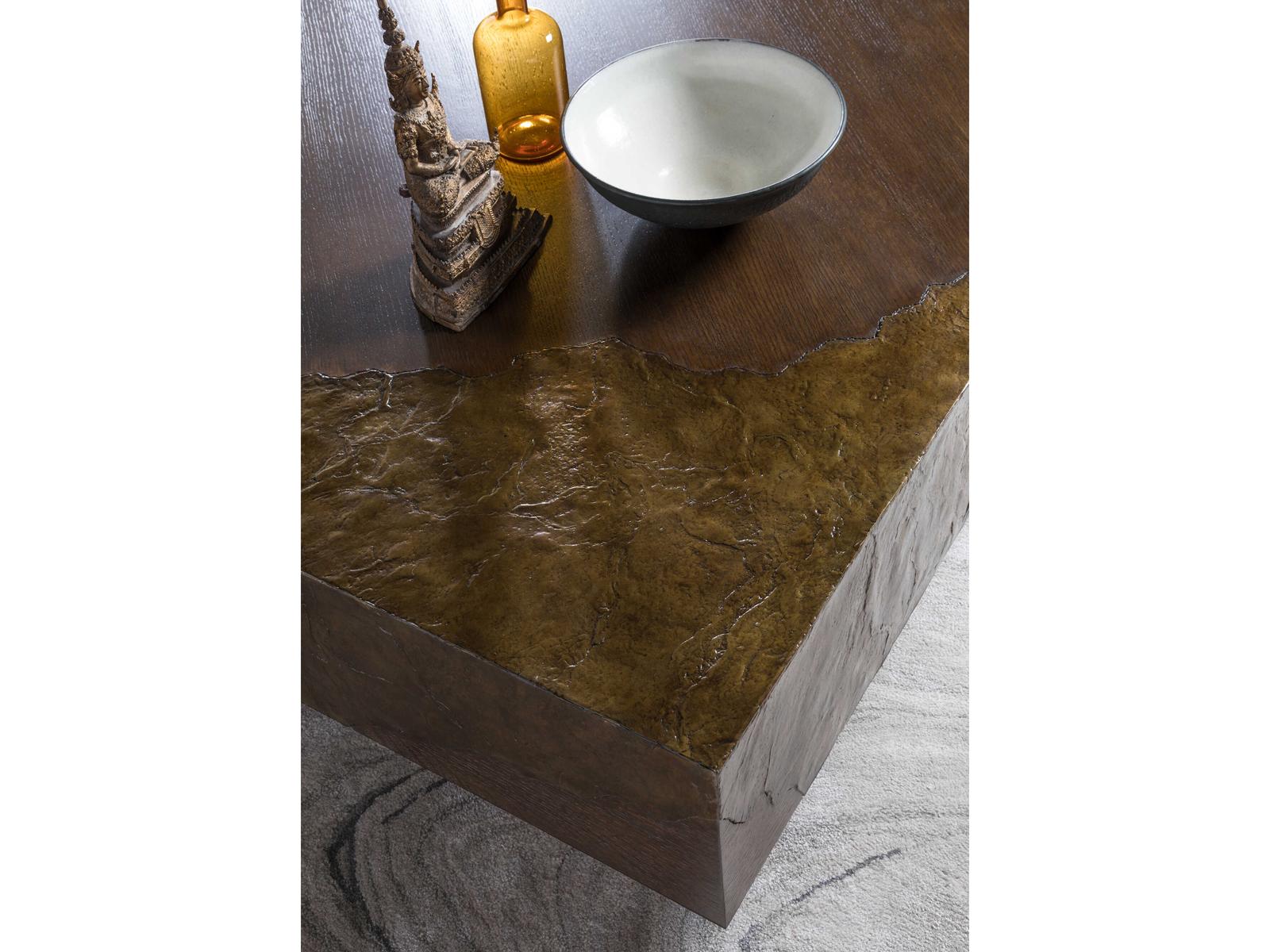 Home Contango Square Wood Cocktail Table in Rich Brown