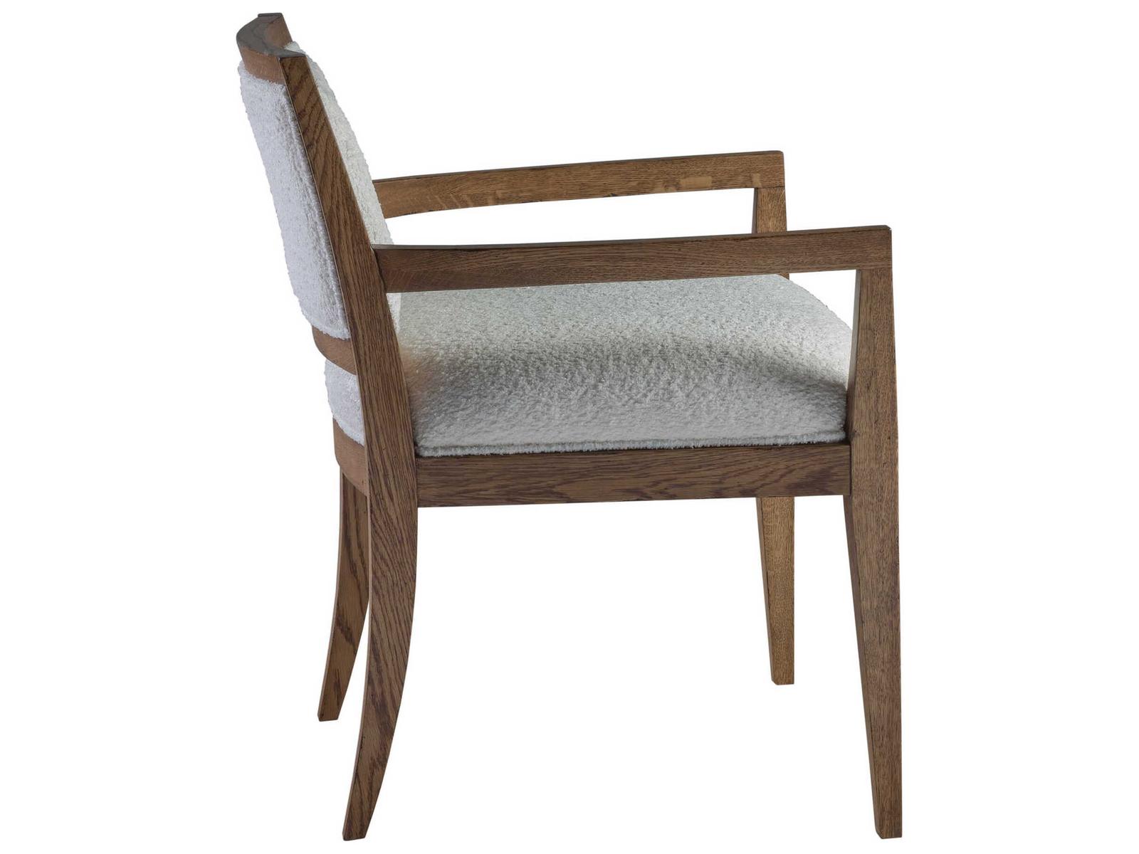 Home Barnaby Upholstered Dining Armchair in White Oak Finish