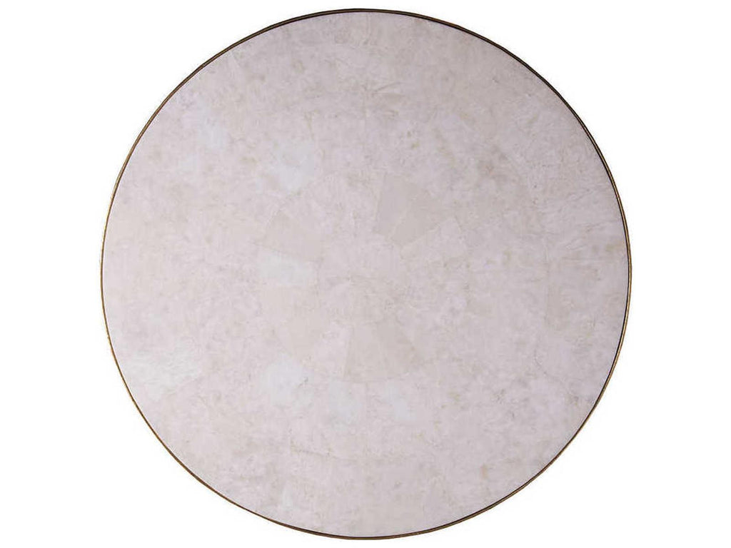 Home Crystal Stone Round Coffee Table in Gold Foil and White