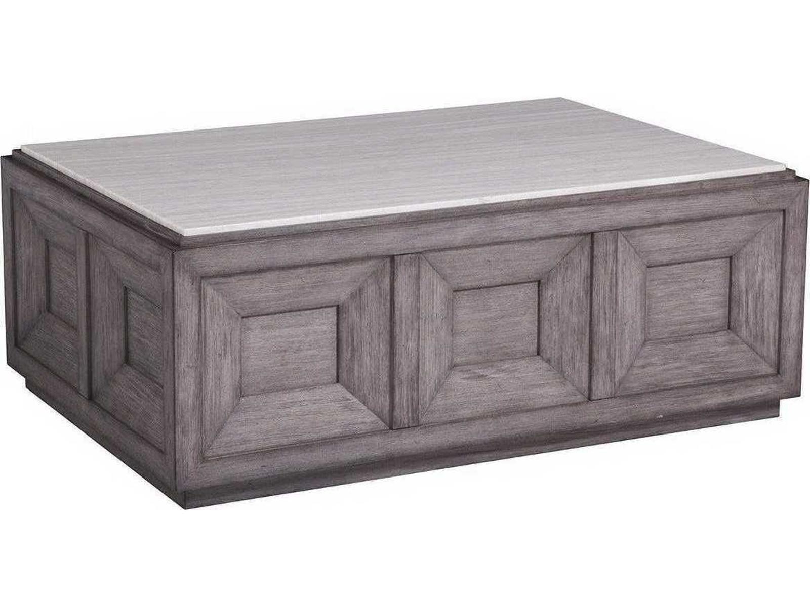 Dictum Rectangular Stone Silver White Gray Cocktail Table
