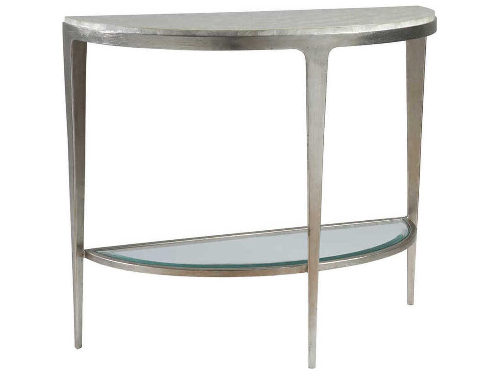 Home Gravitas Console Table with Capiz Shell Top and Champagne Foil Iron Base