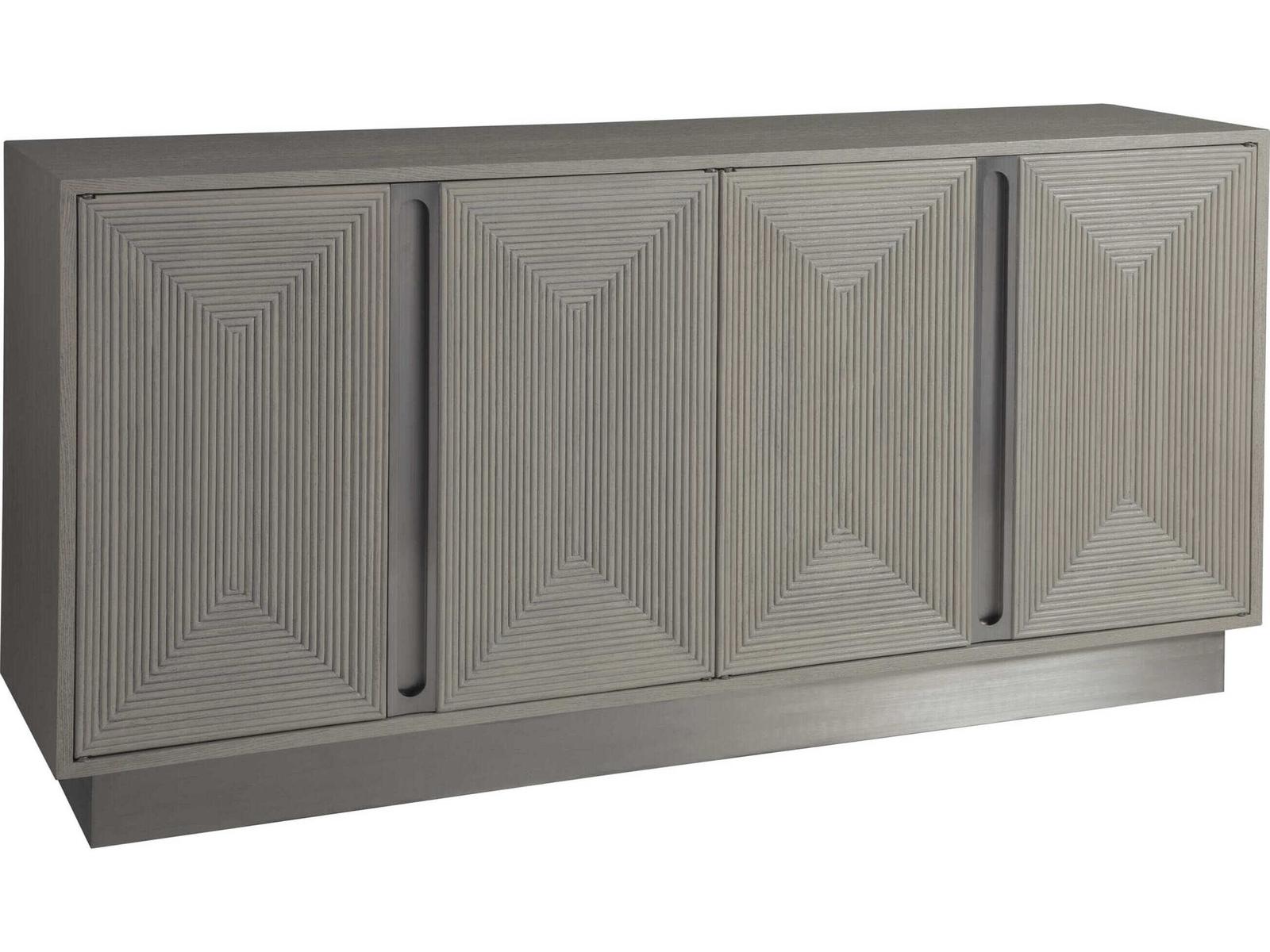 Home Gradient Media Console Buffet in White Grey Oak