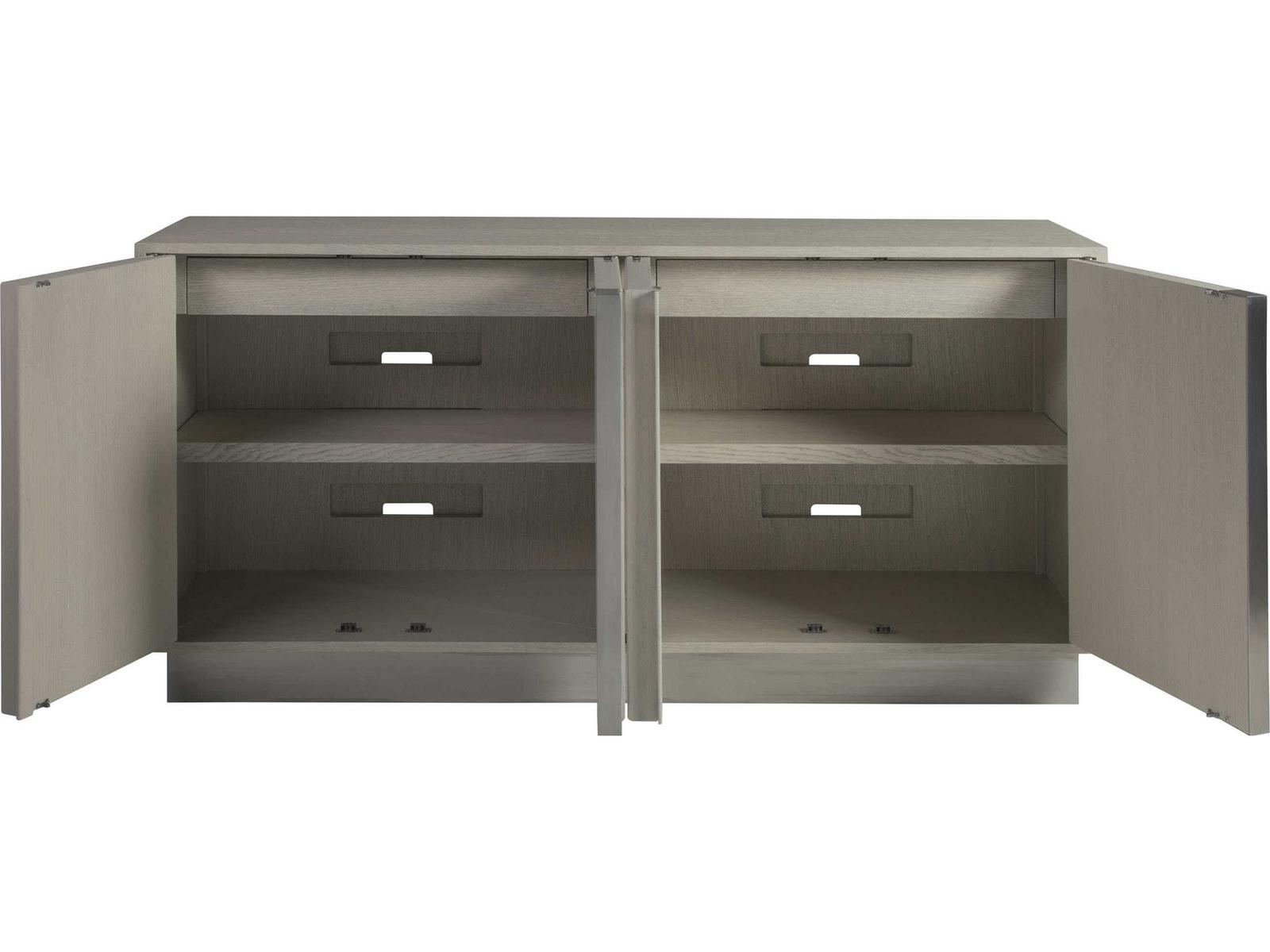 Home Gradient Media Console Buffet in White Grey Oak